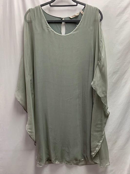 NWOT - SOFT SURROUNDINGS grey sage Morlaix Silk Dress - M 10-12
