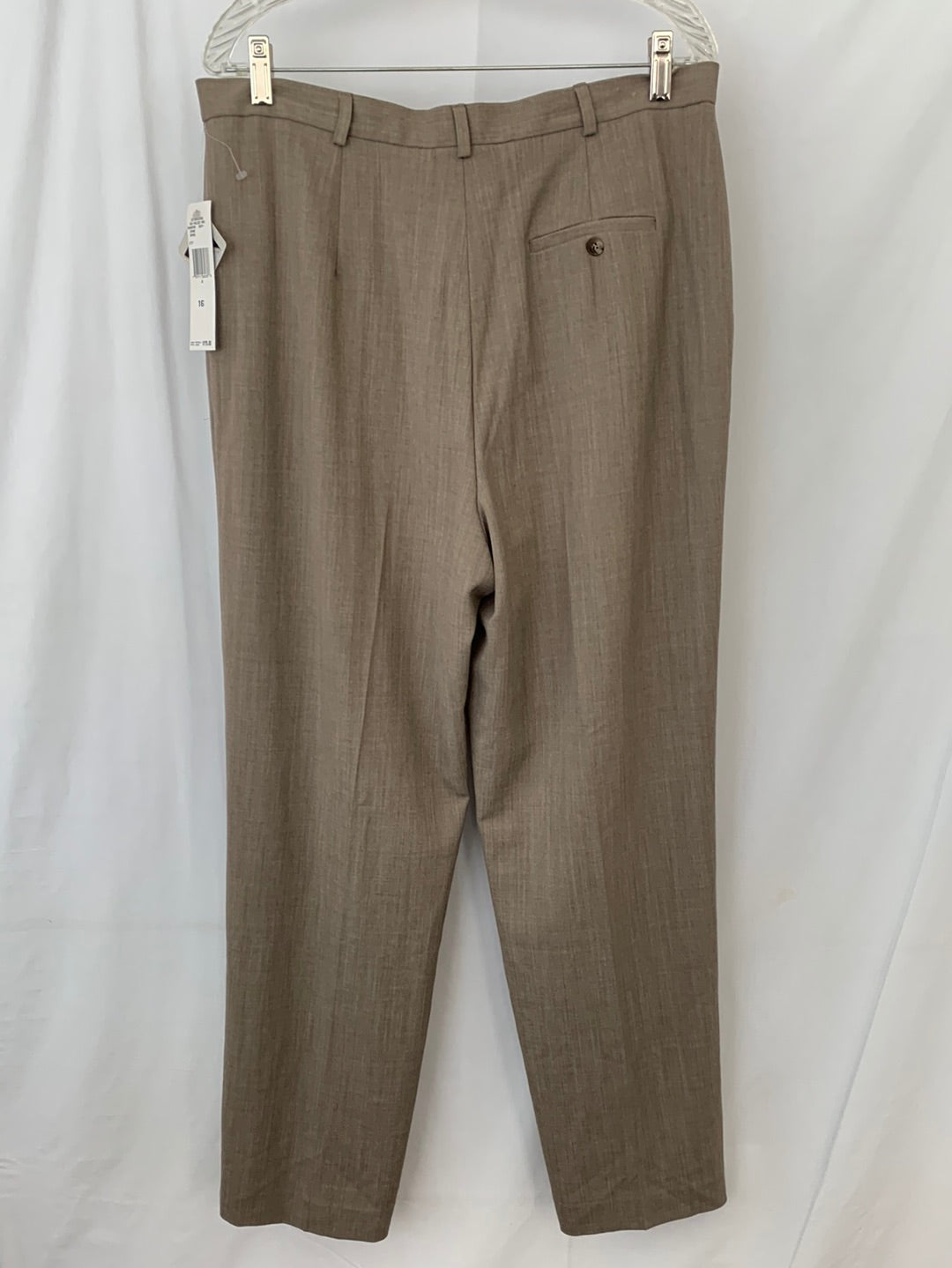 NWT - JONES NEW YORK fawn tan Stretch Wool Blend Pleated Pants - 16