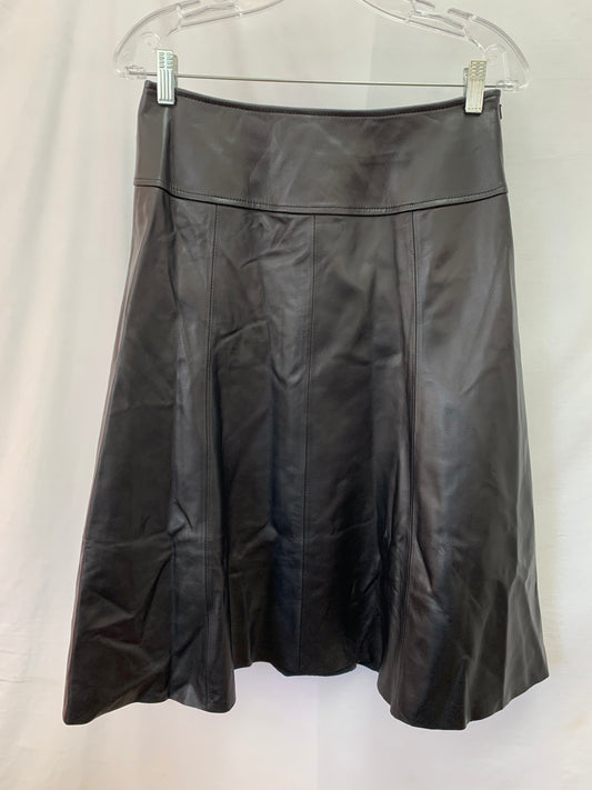NWT - SMART UNIVERSE WEAR black Lambskin Leather A-line Skirt - S
