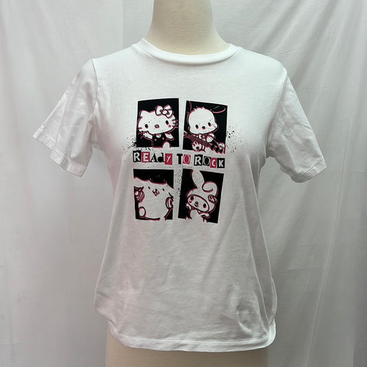 NWT -- Uniqlo White Sanrio Hello Kitty Band Short Sleeve T-Shirt -- XS