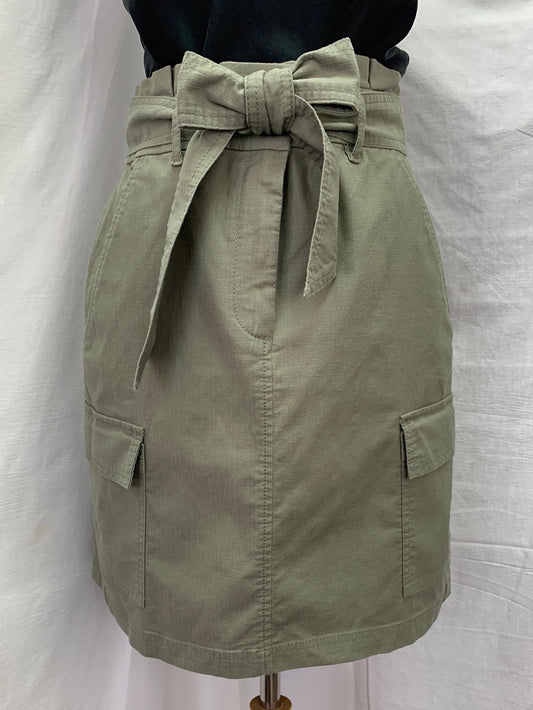 NWT - LOFT olive green Belted High Waist Paper Bag Cargo Skirt - 2