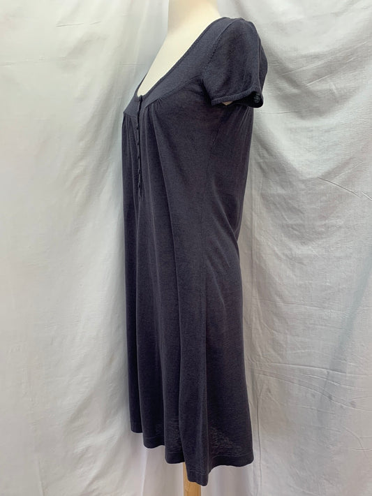 BODEN grey Cap Sleeve Silk Linen Button Shift Dress - UK 10R / US 6