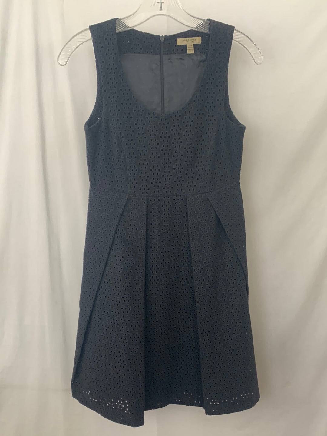 BURBERRY black Corduroy Eyelet High Waist Fit & Flare Dress - 2