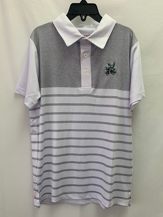 NWT - GARB gray stripe UPF 50+ Short Sleeve Polo Shirt - Age 5-6