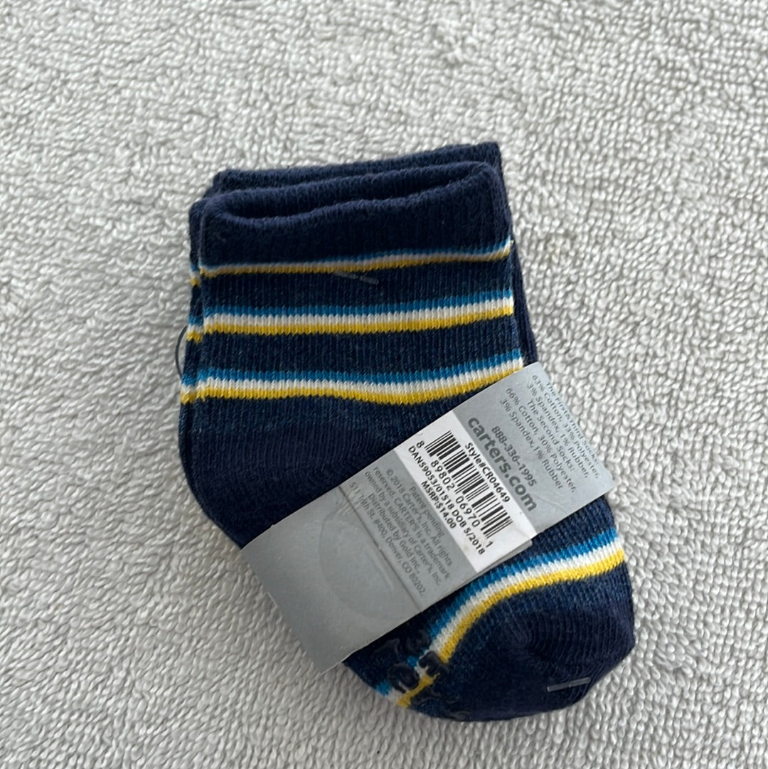 NWT -- CARTER'S Blue Gold Palette 3 pack of Socks -- 0-3m
