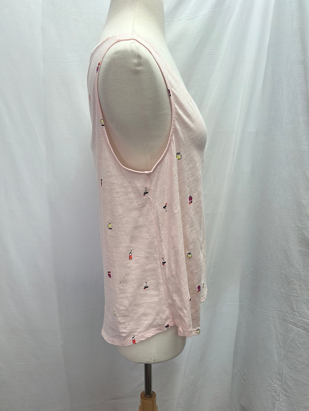 NWT -- A NEW DAY Pink Sequin Cocktail Print Flared Mini Tank Top -- L