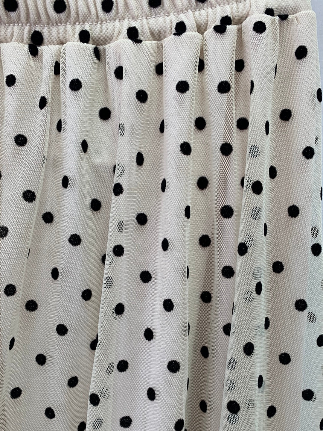 NWT - H&M cream black Polka Dot Mesh Tulle Midi Skirt - Small