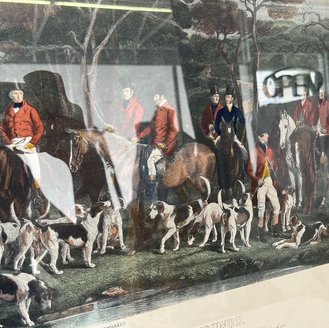 Sir Richard Sutton and the Quorn Hounds Colored Fox Hunt Engraving by Frederick Bromley