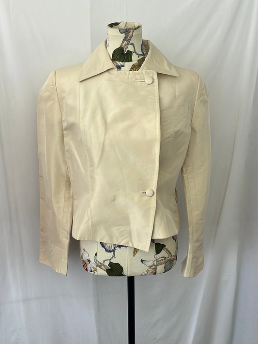 PAUW Amsterdam Cream 100% Silk Peacoat Jacket -- 3 | US 10 L