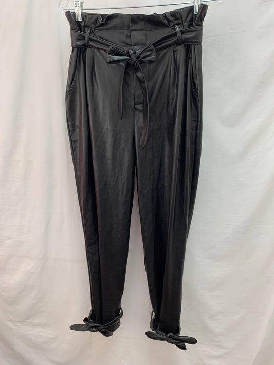 NWT - LULUS black vegan leather PU Paperbag Waist Pants - L