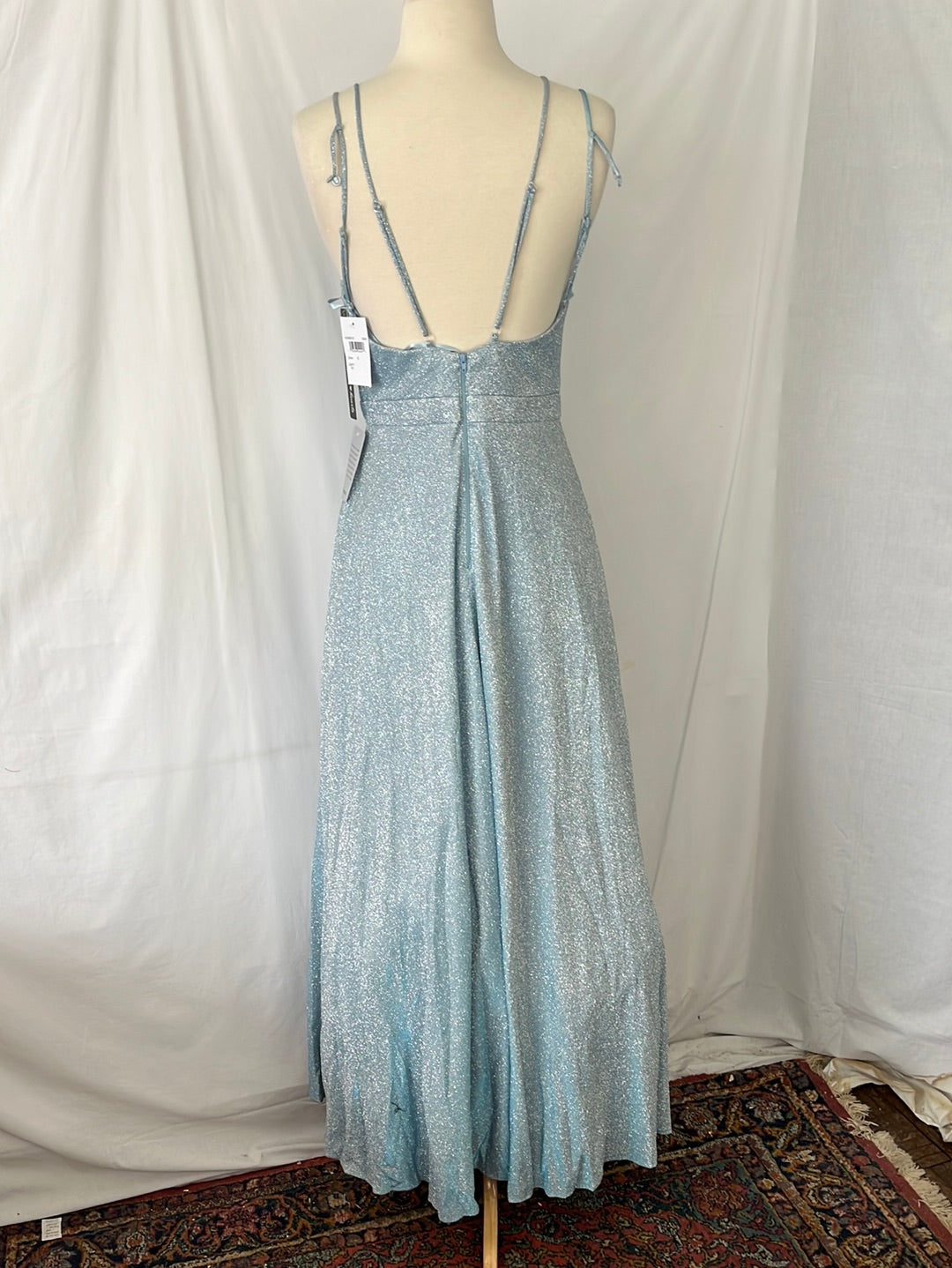 NWT -- SEQUIN HEARTS Sparkly Baby Blue Sleeveless Gown Dress -- Small