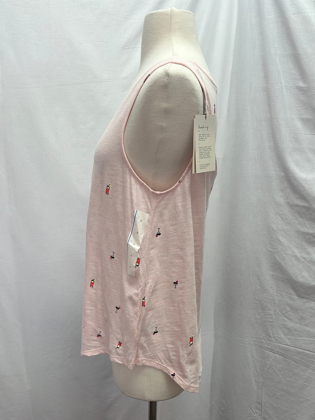 NWT -- A NEW DAY Pink Sequin Cocktail Print Flared Mini Tank Top -- L