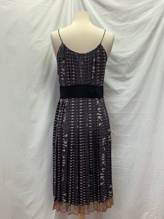 VENA CAVA indigo print Silk Spaghetti Strap Pleated Midi Dress - 6