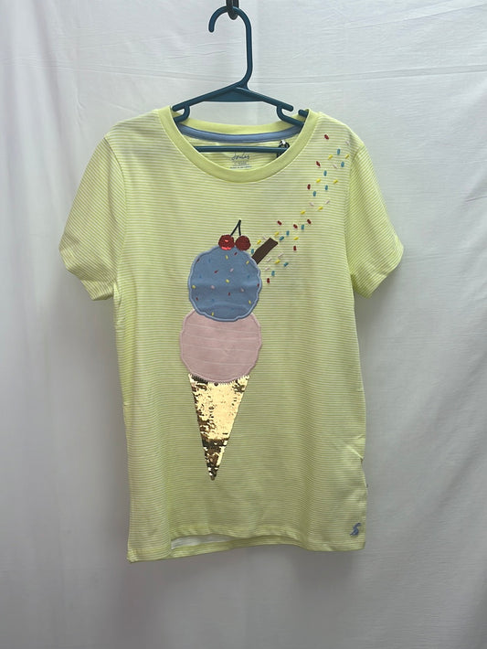NWT -- JOULES Made-for-Mischief Emboidered and Sequined Ice-Cream Cone T-shirt -- Size 11 years