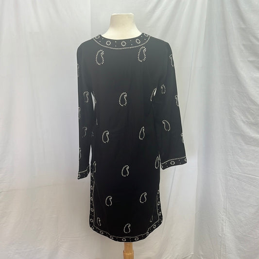 NWT - J MCLAUGHLIN black white Paisley 100% Cotton Kiara Tunic Dress - XS