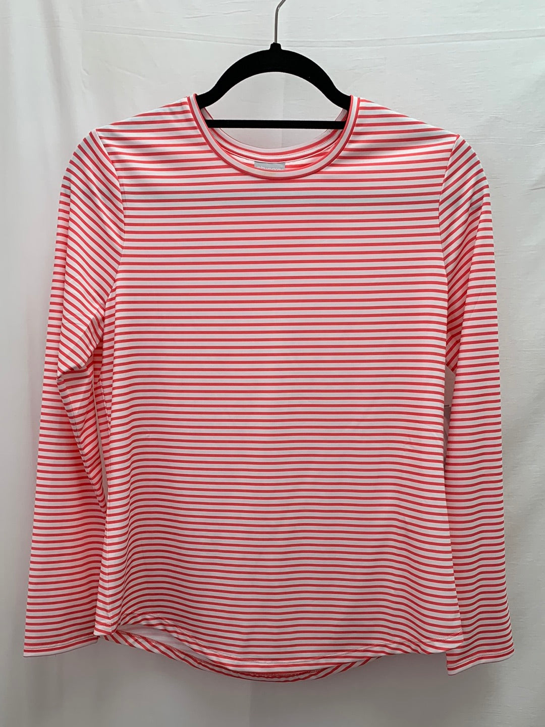 NWT - CHICO'S coral stripe ZENERGY UPF 50+ Crew Shirt - 0 | US 4/6 S