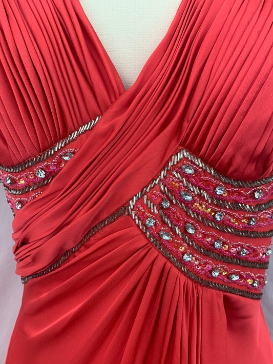 COLI COUTURE coral Formal Beaded Halter Dress - 6