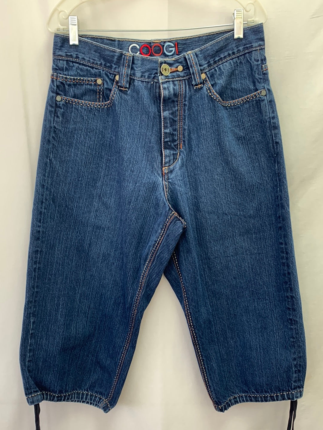 COOGI Denim Embroidered Pocket Short Pants / Long Shorts - 34x22