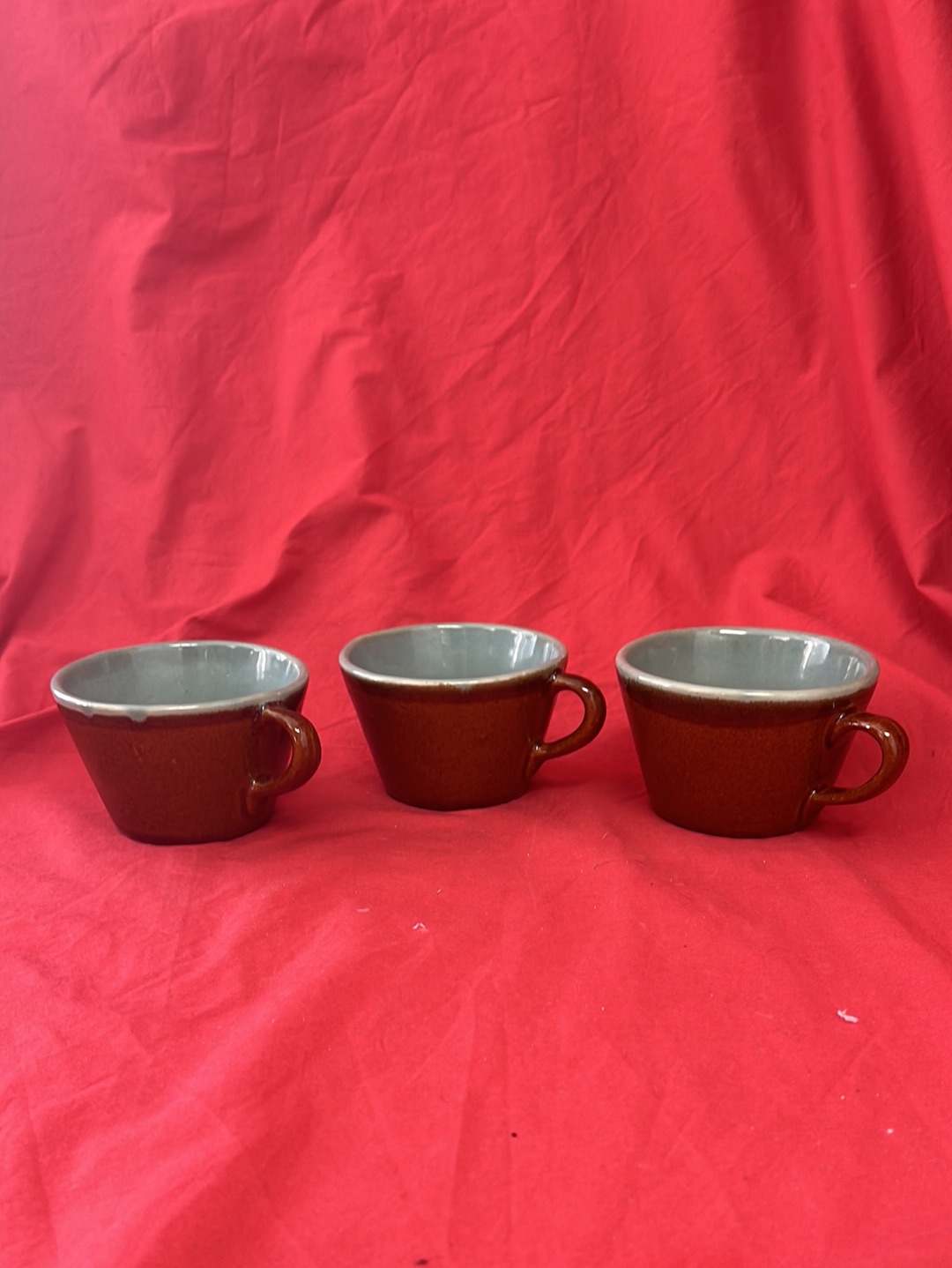 VTG - Set of 3 Brown/Turquoise "Country Fare" Cups by John B Taylor/Zanesville Pottery