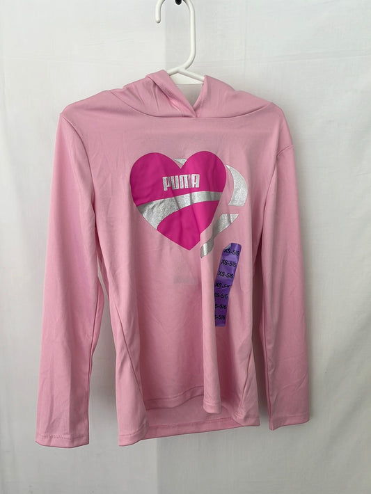 NWT -- PUMA Girls Pink Hoodie with Heart Logo --  Size XS (5/6)