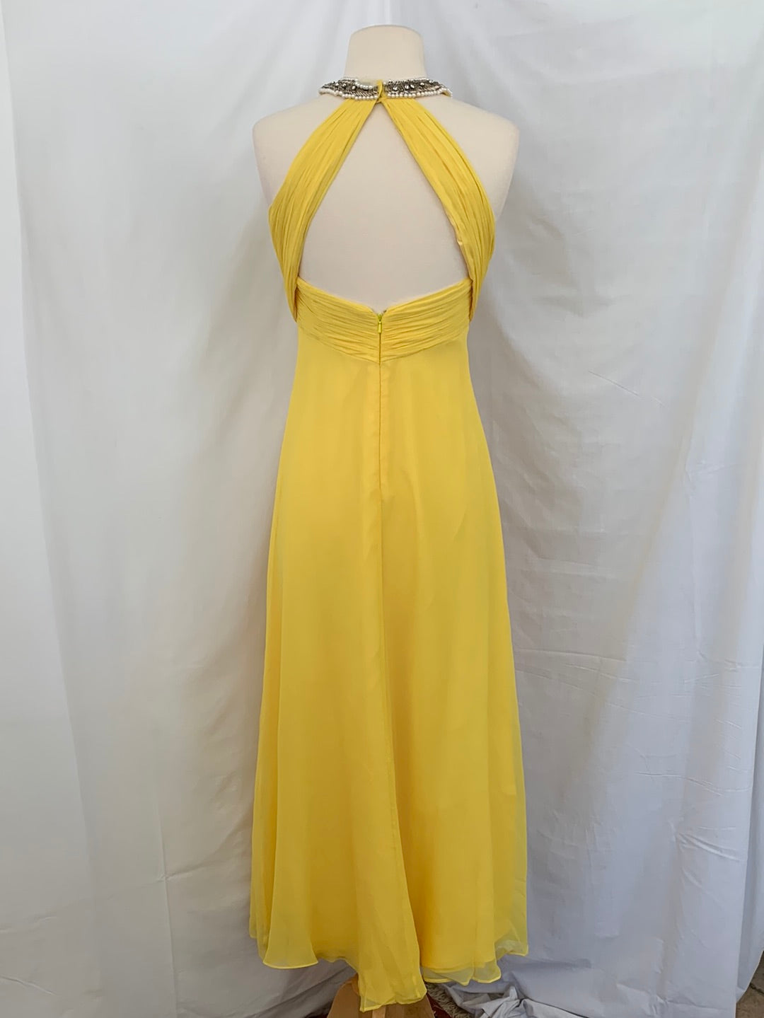 AIDAN MATTOX yellow beaded formal SILK Gown Dress - 6