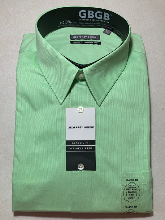 NWT - GEOFFREY BEENE green meadow Classic Fit Wrinkle Free Shirt - 17.5 36-37 XL