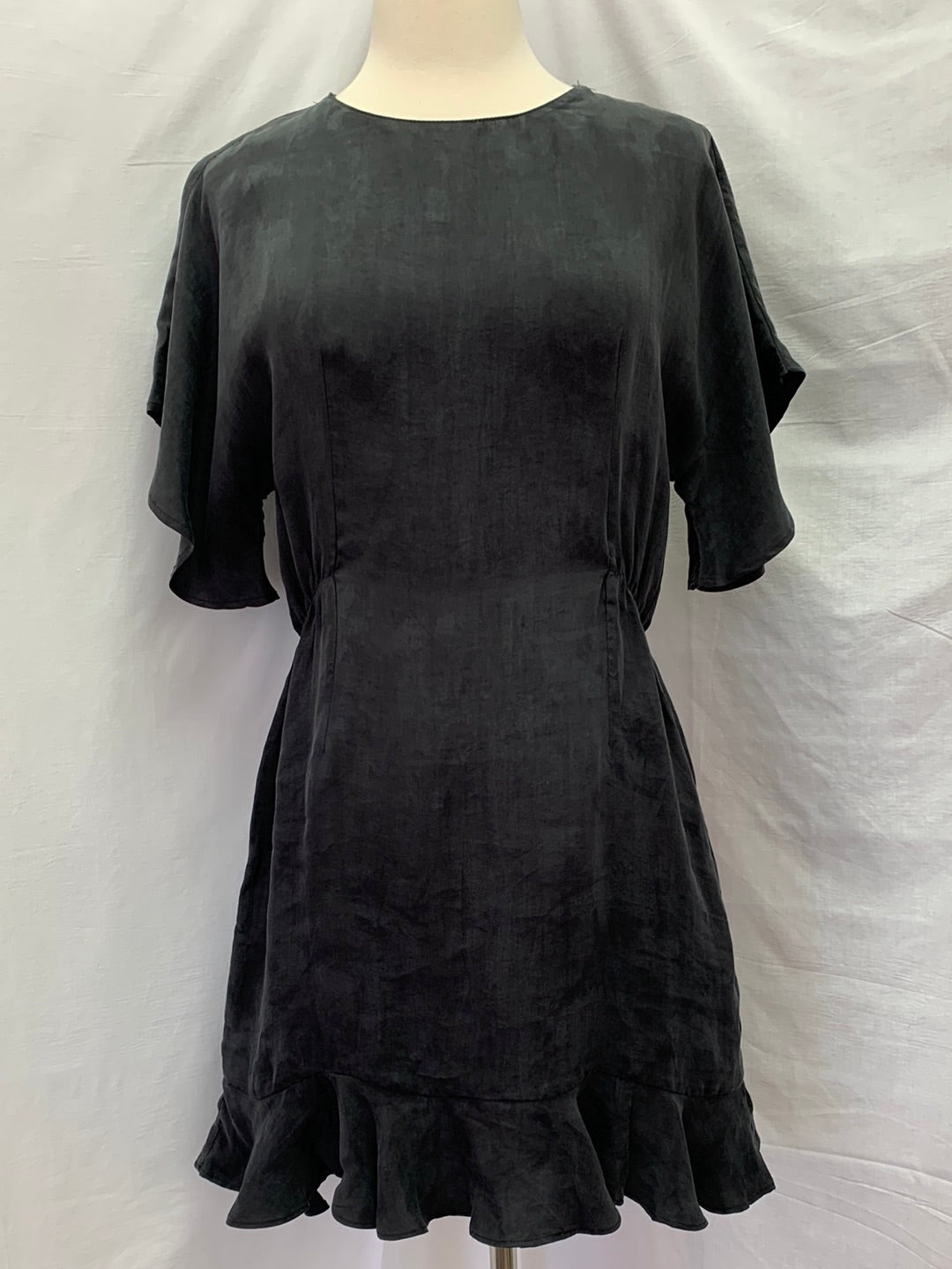 NWT - ZARA black Lyocell Flutter Sleeve Mini Dress - Medium