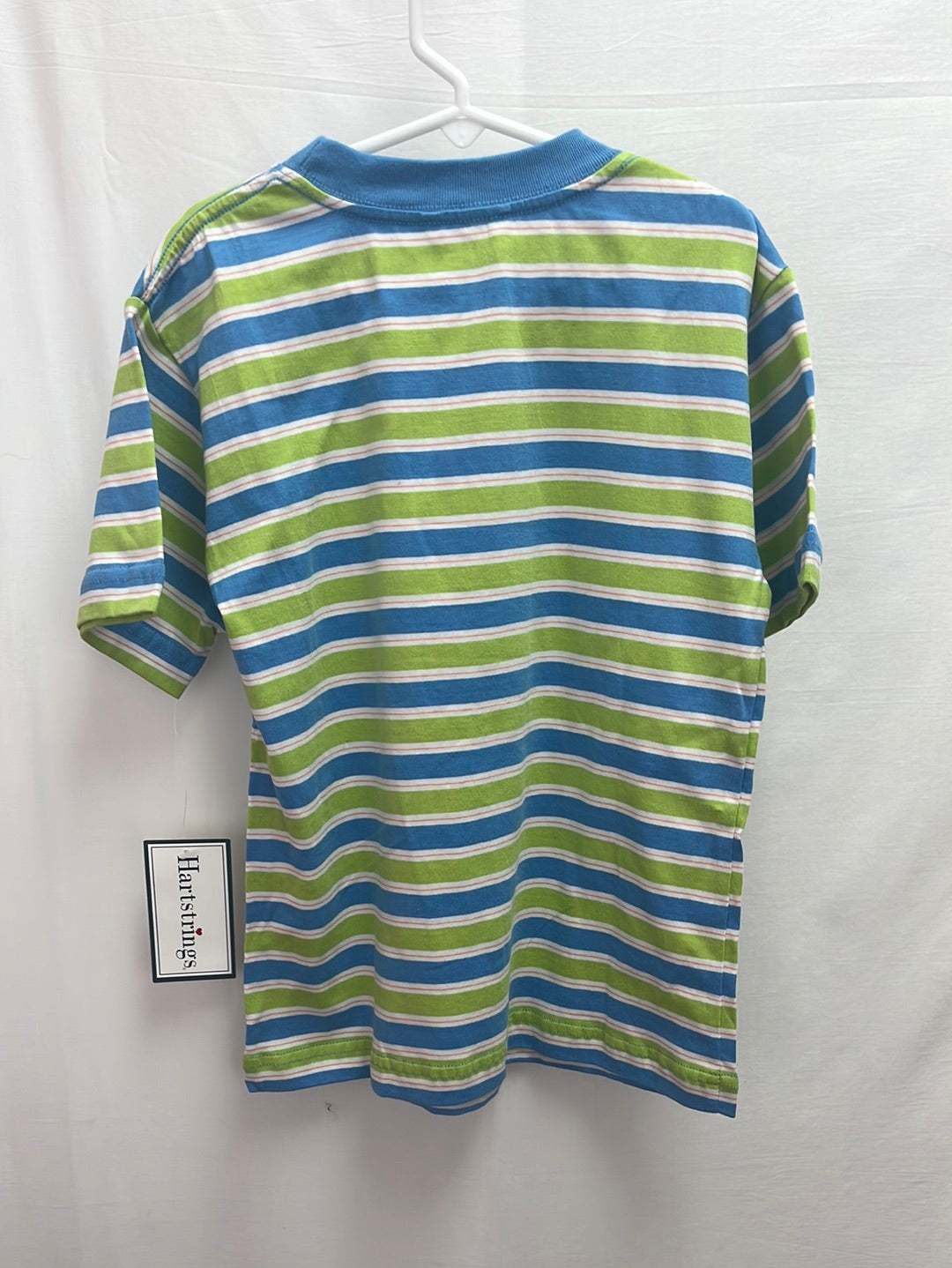 NWT -- HARTSTRINGS Blue Green Pink Stripe T-Shirt -- 7