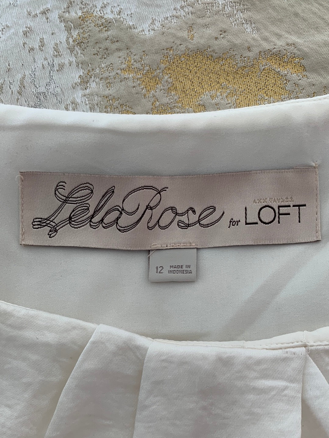 LELA ROSE FOR LOFT cream ivory metallic Sheath Dress - 12