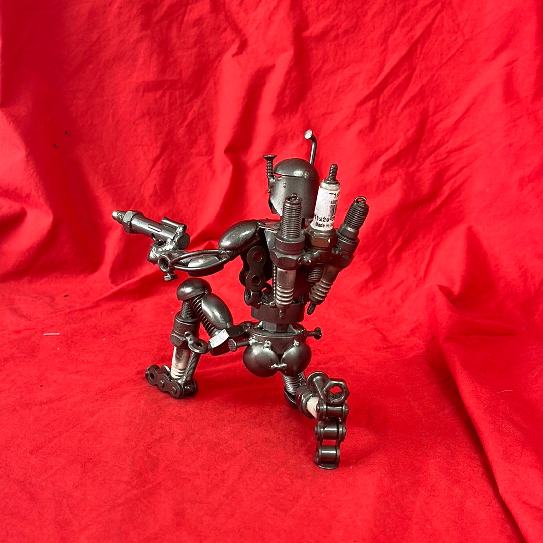 Kneeling Warrior (aka Jango Fett) Scrap Metal Sculpture from Bumbleberry Gifts