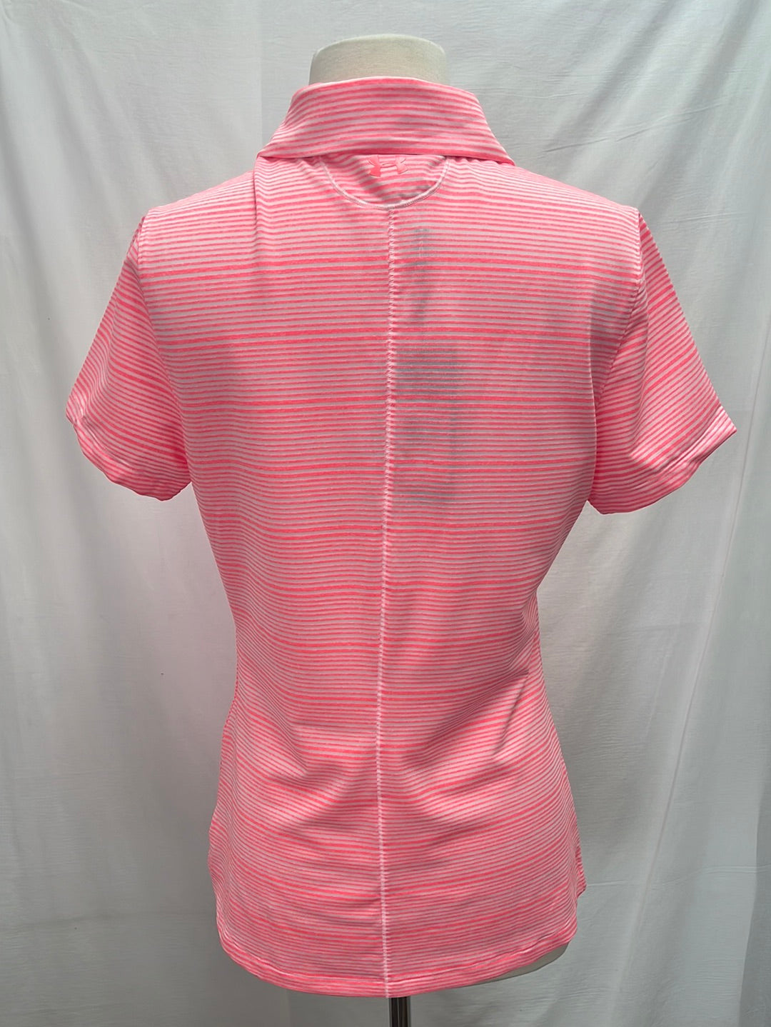 NWT -- Under Armour 5-Button Women's Pink + White Golf Polo Shirt -- M