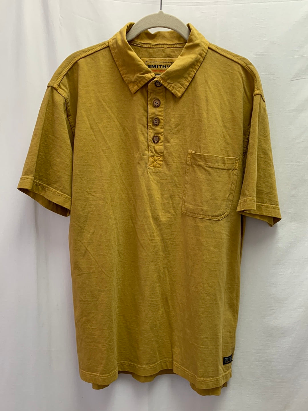 NWT - SMITH'S WORKWEAR old gold Veg. Dye Canvas Collar Polo Shirt - XL