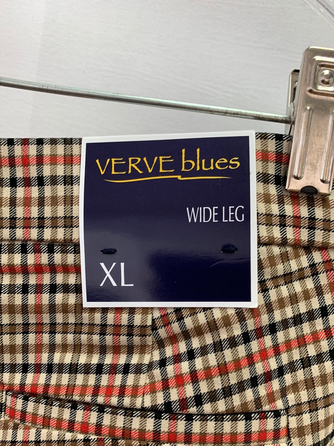NWT - VERVE BLUES khaki spice plaid Wide Leg Pants - XL