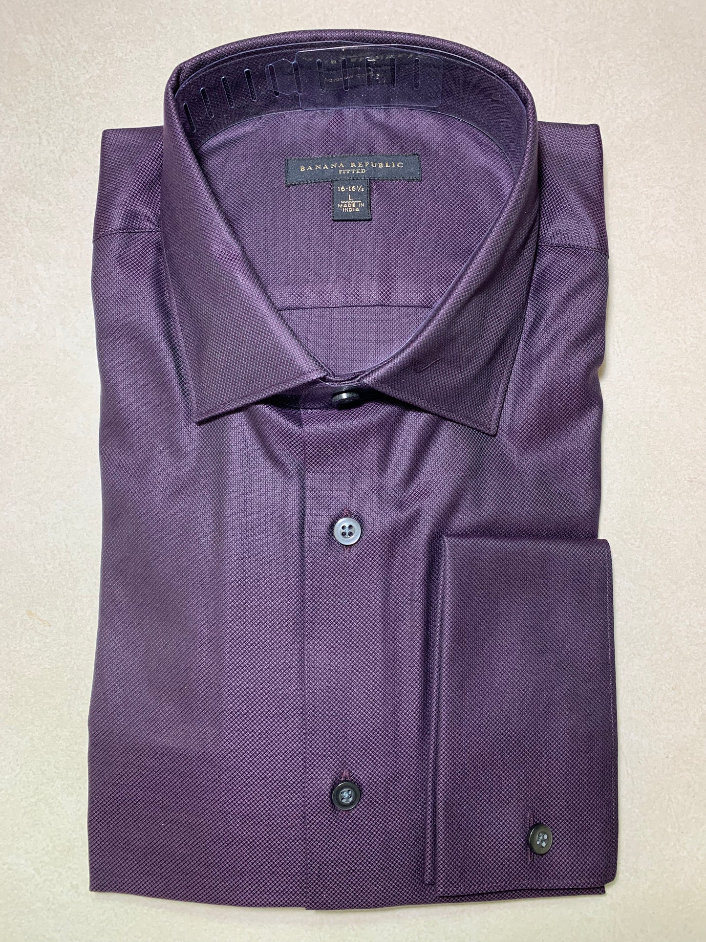 NWT - BANANA REPUBLIC dark purple eggplant Button Up Oxford Shirt - L 16-16.5