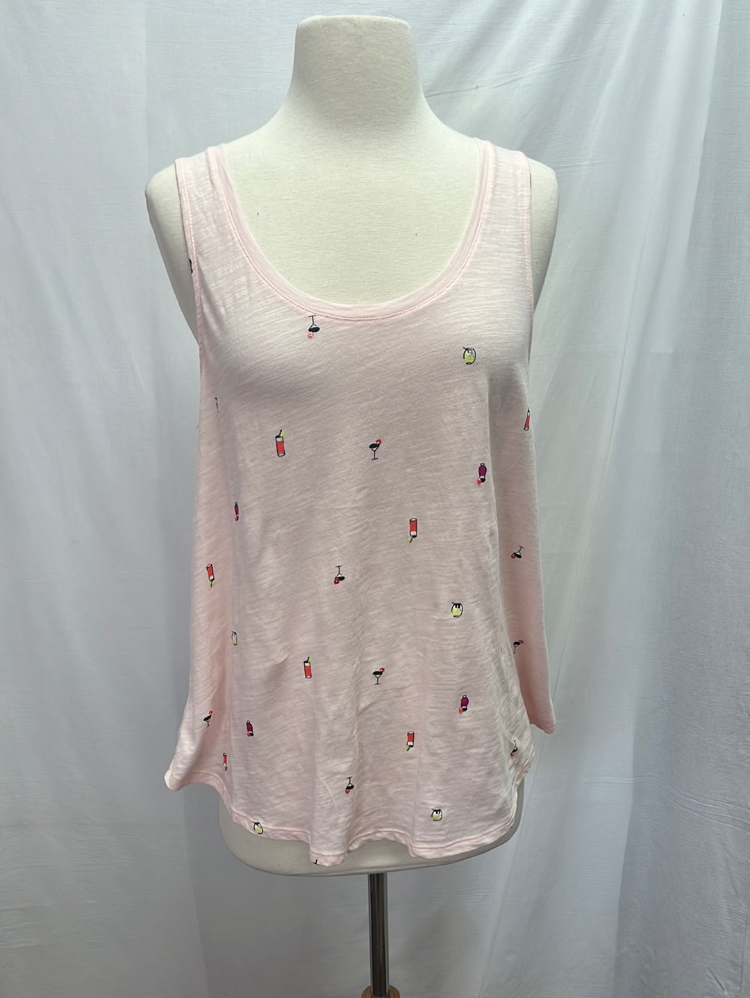 NWT -- A NEW DAY Pink Sequin Cocktail Print Flared Mini Tank Top -- L