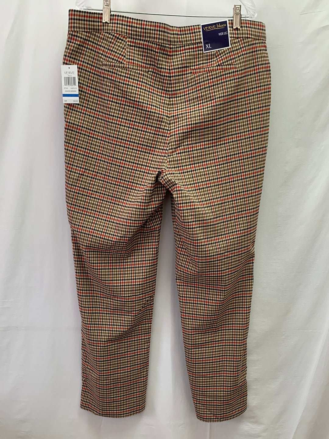 NWT - VERVE BLUES khaki spice plaid Wide Leg Pants - XL