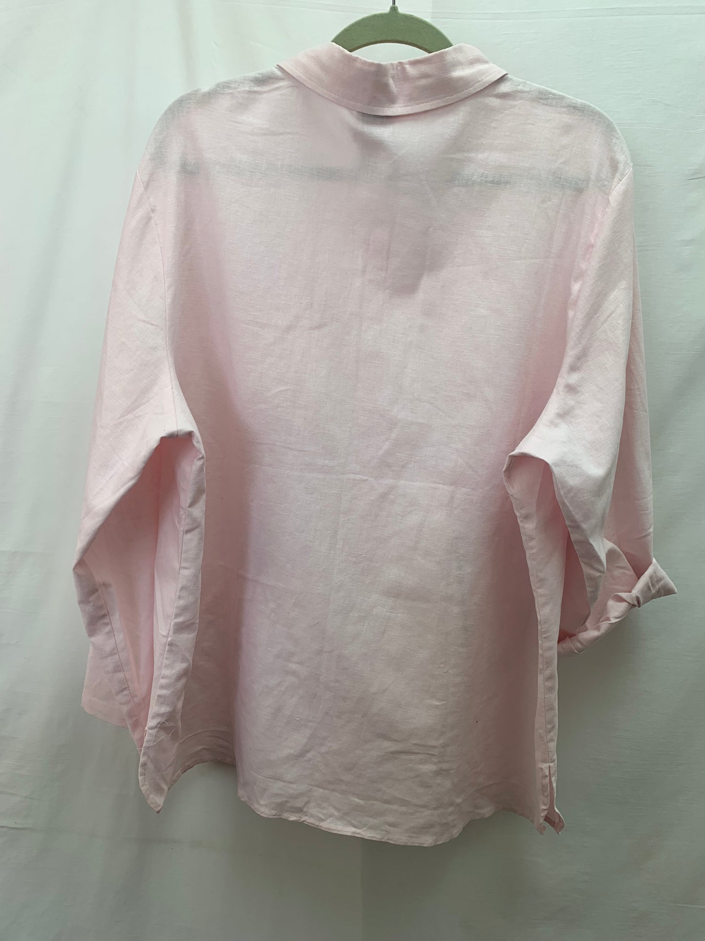 NWOT - FLORISSANT pink Flowers Linen Blend Long Sleeve Shirt - 20W