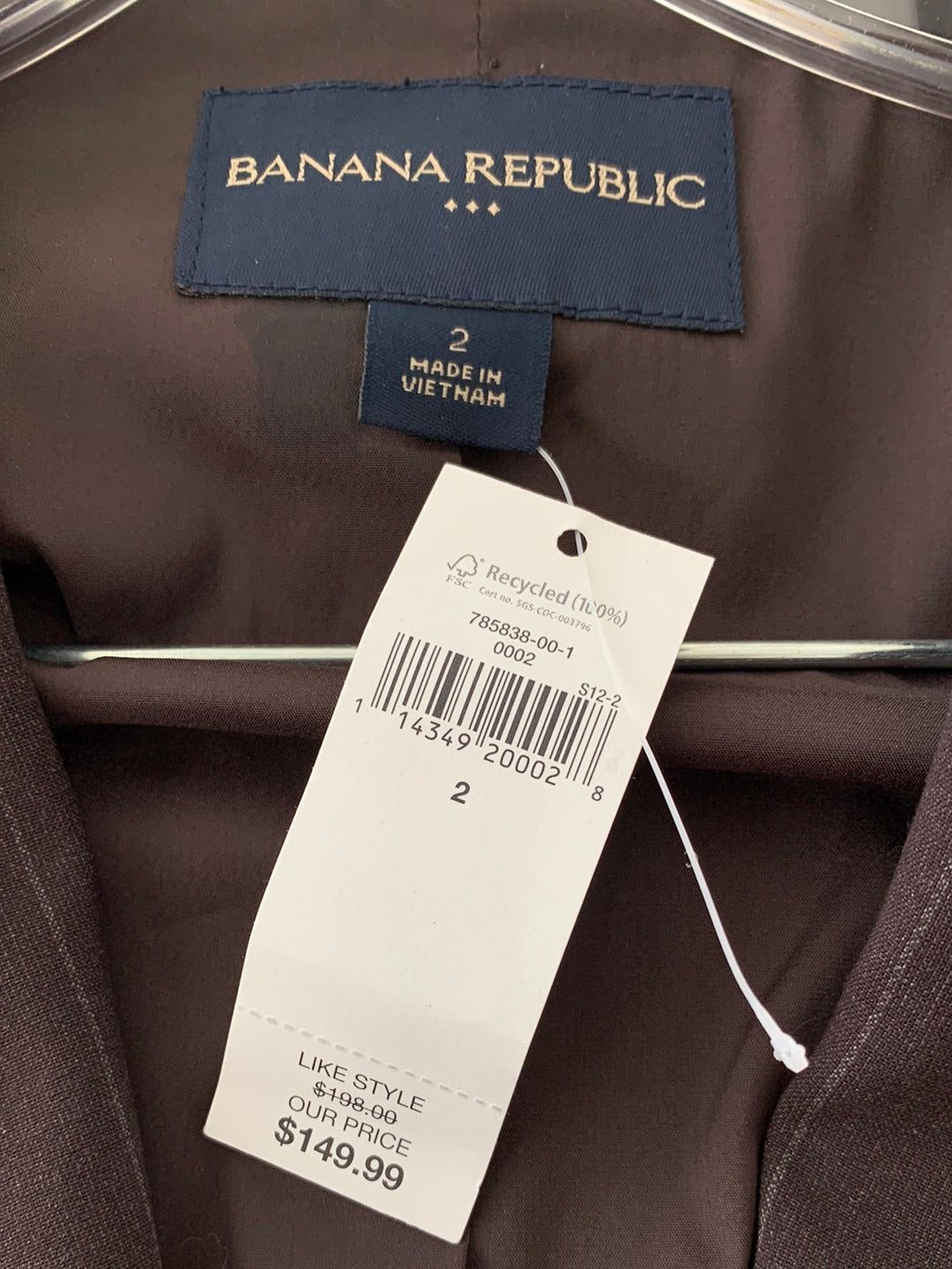 NWT - BANANA REPUBLIC brown pinstripe Blazer & Martin fit Pants Suit Set -  Size 2