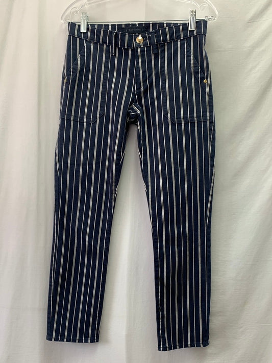 JUICY COUTURE dark denim stripe Low Rise Cropped Jeans - 28