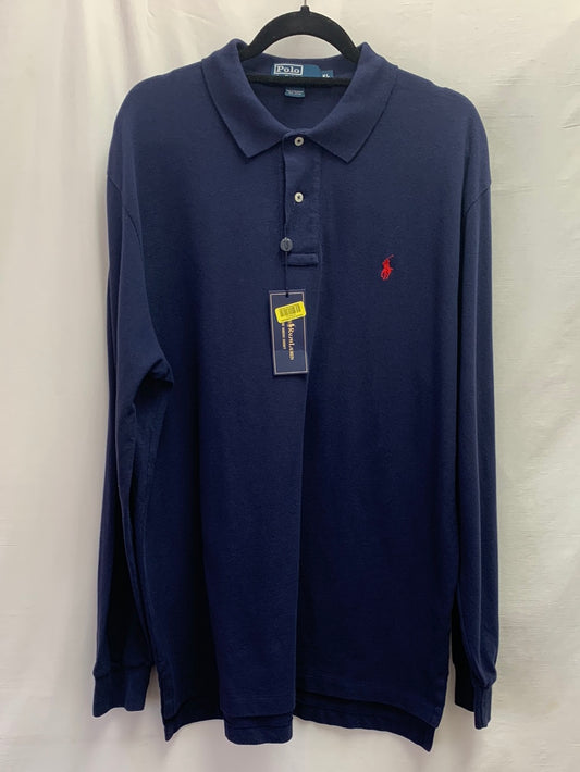 NWT - POLO RALPH LAUREN navy red Long Sleeve Mesh Polo Shirt - XL