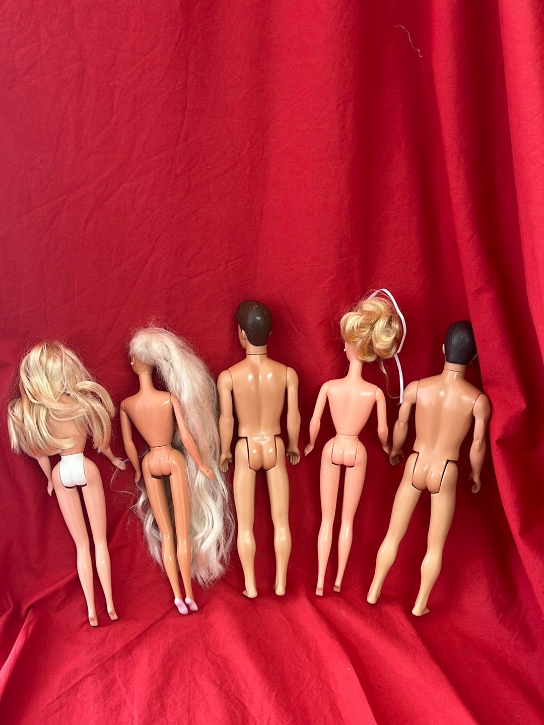 VTG -- Lot of 3 Twist and Turn Barbies and 2 Ken Dolls -- 1966/68 Bodies with 1990s/2000s Heads