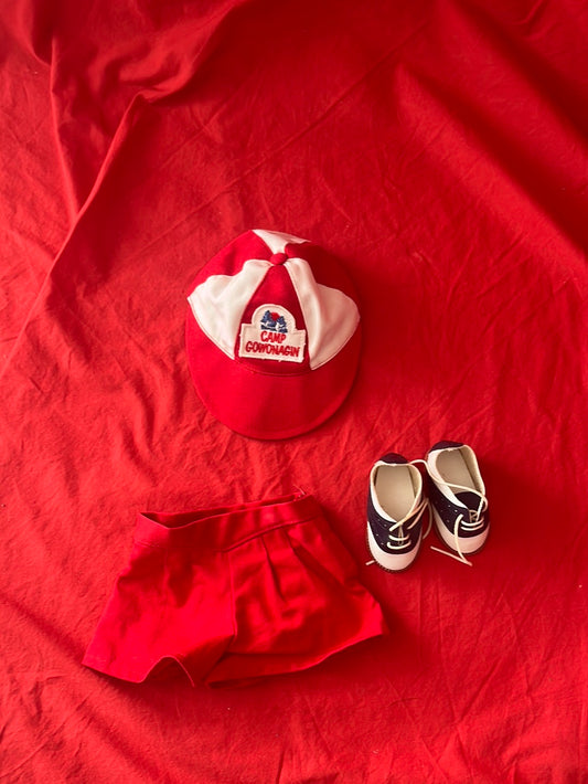VTG -- 1991 PLEASANT COMPANY American Girl Molly's Camp Gowonagin Hat, Shorts and Shoes