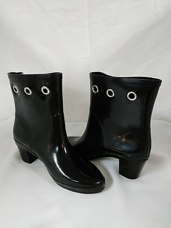 KATE SPADE Black Rubber Rain Short Heeled Boots Women's Size 6
