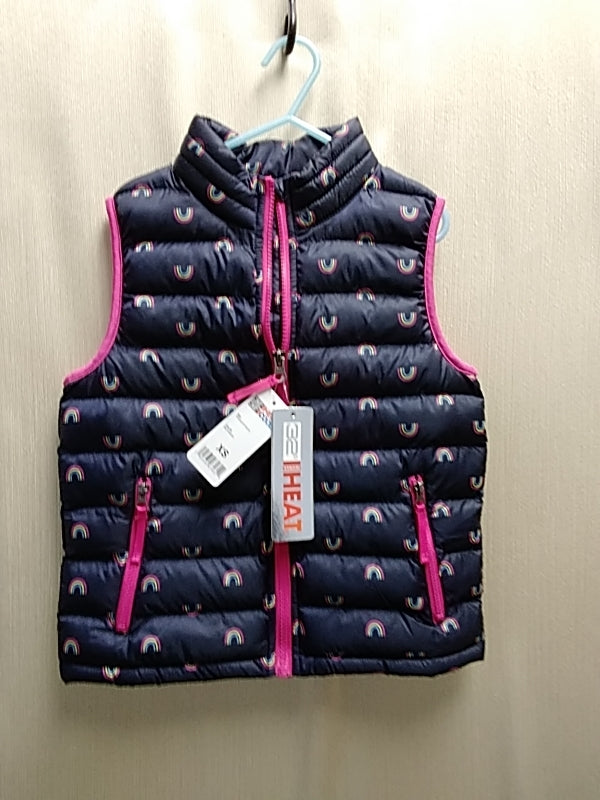 NWT - 32 DEGREES HEAT navy Mini Rainbow Print Quilted Puffer Vest - Youth XS