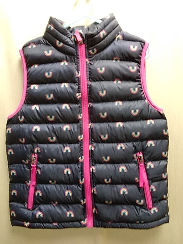 NWT - 32 DEGREES HEAT navy Mini Rainbow Print Quilted Puffer Vest - Youth XS