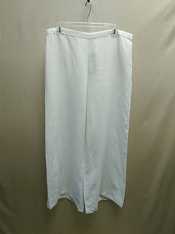 NWT- BRYN WALKER Linen Pants Long Full Wide Leg Cream Women's Size L