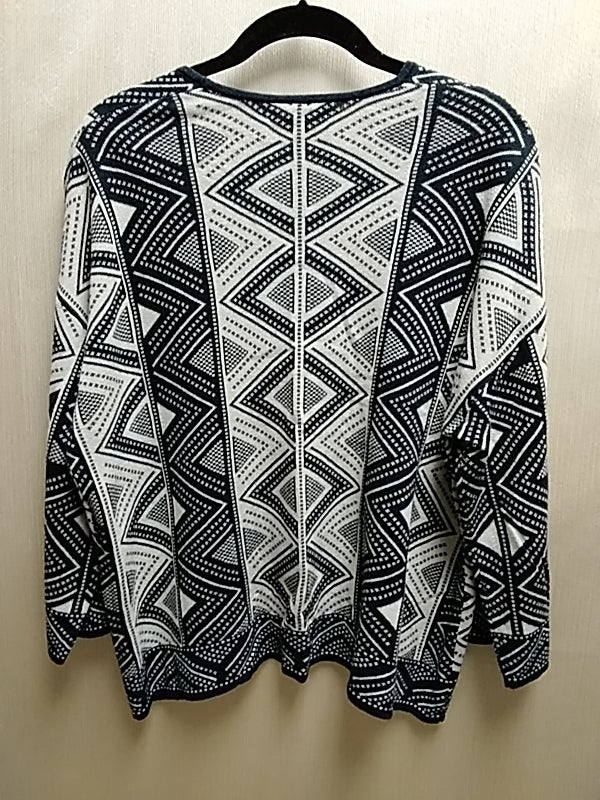 GUDRUN SJODEN Cardigan Sweater Medium Open Front Bamboo Blend Black Cream - Size: M