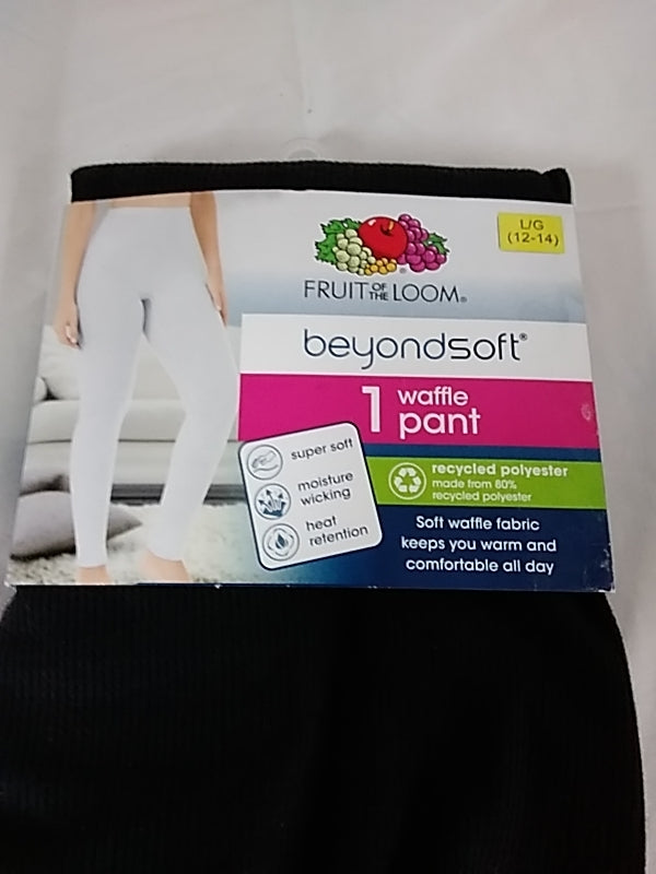 NWD- Fruit of the Loom Waffle Pant beyondsoft  Women's Size L 12-14 Black