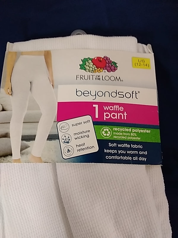 NWD- Fruit of the Loom Waffle Pant beyondsoft Women's Size Large 12-14 White