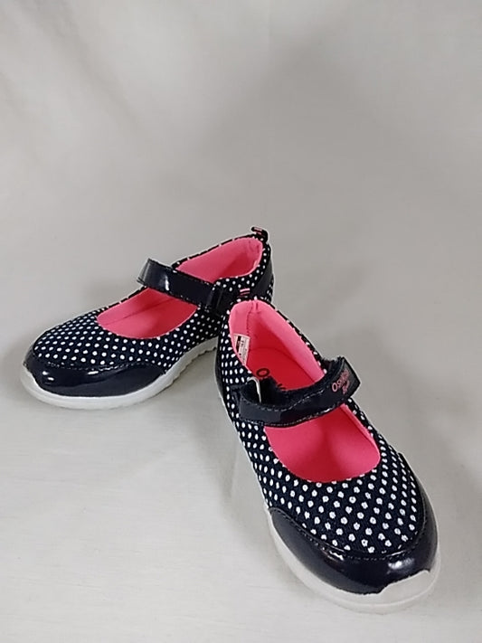 OSHKOSH Navy and White Polka Dot Mary Jane Shoes Girls/ Toddler Size 8